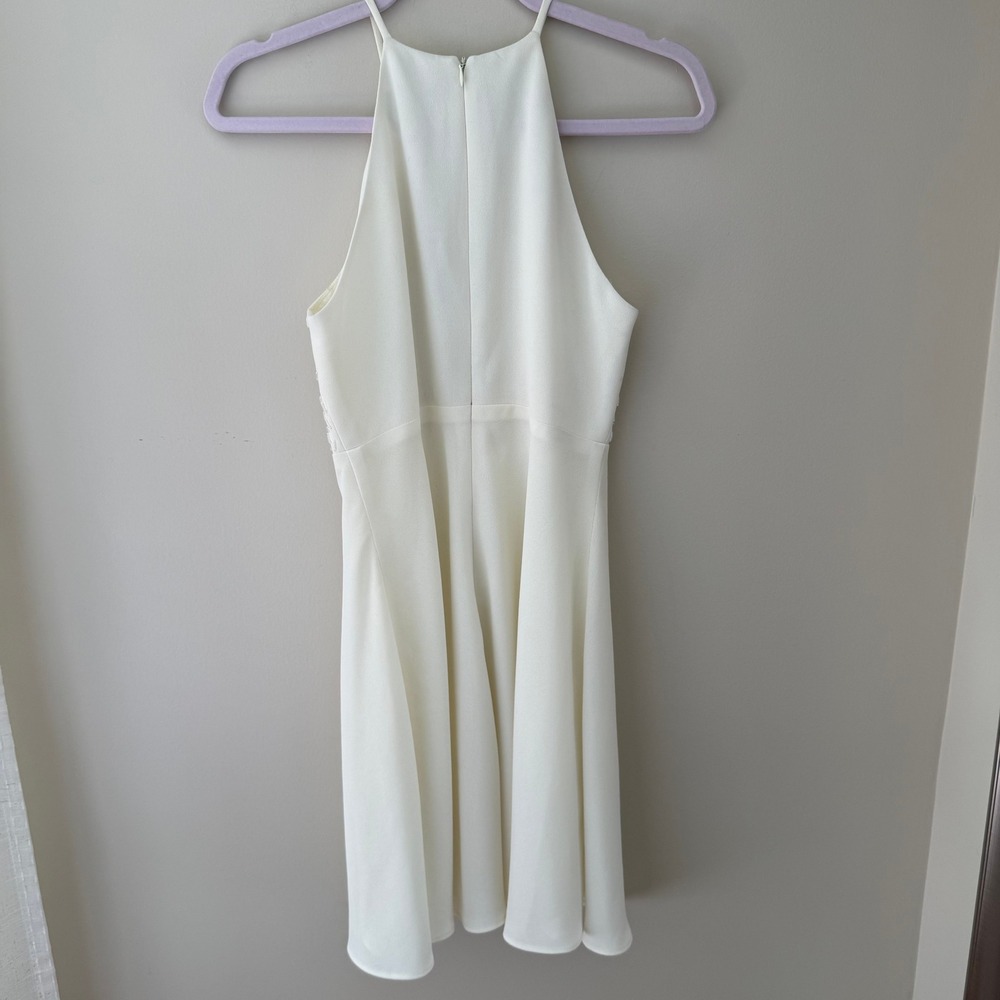 Laundry by Shelli Segal Ivory Beaded Halter Neck Mini Dress E2671 Cream 4 - Picture 5 of 7